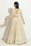 Vandana Sethi_Ivory Organza Embroidered Pearl Square Floral Jaal Bridal Lehenga Set _Online_at_Aza_Fashions