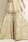Vandana Sethi_Ivory Raw Silk Embroidered Mirrorwork Embellished Kurta Gharara Set For Women_at_Aza_Fashions