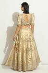 Vandana Sethi_Ivory Silk Crystals, Mirrorwork Embellished Scalloped Bridal Lehenga Set _Online_at_Aza_Fashions