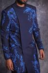 Buy_Varun Chakkilam_Blue Poly Blend Suiting Fabric Printed Abstract Pixel Sherwani Set  _Online_at_Aza_Fashions