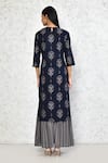 Shop_Samyukta Singhania_Blue Cotton Printed Floral Round Pattern Straight Kurta With Sharara _at_Aza_Fashions