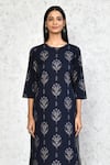 Shop_Samyukta Singhania_Blue Cotton Printed Floral Round Pattern Straight Kurta With Sharara _Online_at_Aza_Fashions