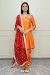 Buy_Sheetal Batra_Orange Silk Chanderi Angrakha Set_at_Aza_Fashions