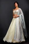 Buy_Izzumi Mehta_White Lehenga Crepe Blouse Organza Dupatta Net Embroidered Bridal Set _at_Aza_Fashions