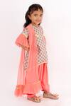 Lil Angels_Peach Crepe, Muslin, Chiffon Embroidery Printed Kurta Set _Online_at_Aza_Fashions