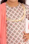 Lil Angels_Peach Crepe, Muslin, Chiffon Embroidery Printed Kurta Set _at_Aza_Fashions