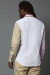 Shop_House Of Three_Multi Color Cotton Poplin Heraldic Ilam Colorblock Shirt _at_Aza_Fashions