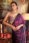 Laxmishriali_Purple Blouse - Dupion And Embroidery Digital Abstract Saree With _Online_at_Aza_Fashions