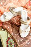 Buy_Modanta Footwear_Cream Artificial Silk Knotted Wedges_at_Aza_Fashions