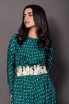 Buy_Vara by Vibha n Priti_Green Silk Chanderi Printed And Hand Embroidered Bandhani Cowl Draped Jumpsuit _Online_at_Aza_Fashions