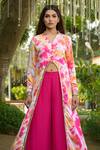 Buy_Disha Kahai_Pink Kurta  Cotton Satin Hand Embroidered Tie-dye Stand Pattern And Palazzo Set _Online_at_Aza_Fashions