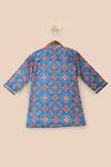 Pankhuri By Priyanka_Blue Silk, Cotton Gota Patti Patola Print Kurta Set _Online_at_Aza_Fashions