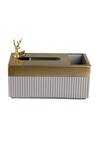 H2h_Grey Polyresin And Metal Deer Tissue Box_Online_at_Aza_Fashions