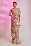 Buy_Masaba_Pink Saree Sequinned Georgette And Silk Print Nurvi With Unstitched Blouse Piece_at_Aza_Fashions