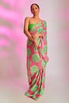 Shop_Masaba_Pink Saree Sequinned Georgette And Silk Print Nurvi With Unstitched Blouse Piece_Online_at_Aza_Fashions