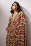 Buy_Nadima Saqib_Beige Blouse And Pant Saree Crepe Embroidery & Printed Draped With _Online_at_Aza_Fashions