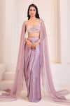 Shop_Masumi Mewawalla x AZA_Purple Gajji Silk Sequin Hand Draped Dhoti Skirt With Blouse _Online_at_Aza_Fashions