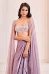 Buy_Masumi Mewawalla x AZA_Purple Gajji Silk Sequin Hand Draped Dhoti Skirt With Blouse 