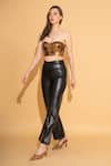 TORQADORN_Gold Faux Leather Sweetheart Oscar Corset Top  _Online_at_Aza_Fashions