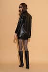 Shop_Torqadorn_Black Faux Leather Oversized Lapel Collar Blazer _at_Aza_Fashions
