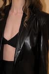 Torqadorn_Black Faux Leather Oversized Lapel Collar Blazer _Online_at_Aza_Fashions