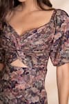 Buy_Torqadorn_Multi Color Cotton V-neck Floral Print Short Dress _Online_at_Aza_Fashions