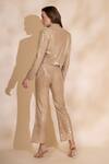 Torqadorn_Cream Georgette Sequins Embellished Crop Blazer _Online_at_Aza_Fashions