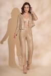 Shop_Torqadorn_Cream Georgette Sequins Embellished Crop Blazer _at_Aza_Fashions