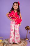 Buy_Toplove_Pink Neoprene, Cotton Bows, Pearls Top And Palazzo Pant _at_Aza_Fashions