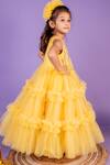 Shop_Toplove_Yellow Cotton, Net Cut Work Crystal Embellished Frilled Gown _at_Aza_Fashions