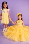 Buy_Toplove_Yellow Cotton, Net Cut Work Crystal Embellished Frilled Gown 