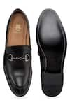 Shop_HATS OFF ACCESSORIES_Black Embellished Leather Loafers  _at_Aza_Fashions