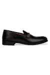 Shop_Hats Off Accessories_Black Embellished Leather Loafers  _Online_at_Aza_Fashions