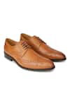 Buy_Hats Off Accessories_Brown Textured Leather Oxford Shoes  _at_Aza_Fashions