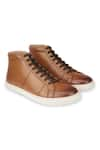 Buy_Hats Off Accessories_Brown Matte Lace-up Sneakers  _at_Aza_Fashions