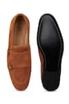 Shop_Hats Off Accessories_Brown Embellished Buckle Monk Loafers  _at_Aza_Fashions