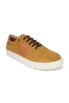 Hats Off Accessories_Brown Running Stitch Leather Sneakers  _Online_at_Aza_Fashions