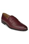 Buy_Hats Off Accessories_Maroon Leather Penny Loafers  _Online_at_Aza_Fashions