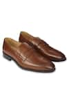 Buy_Hats Off Accessories_Brown Pointed Toe Leather Penny Loafers  _at_Aza_Fashions