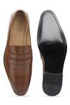 Shop_Hats Off Accessories_Brown Pointed Toe Leather Penny Loafers  _at_Aza_Fashions