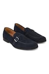 Buy_Hats Off Accessories_Blue Metal Buckle Suede Monk Penny Loafers  _at_Aza_Fashions