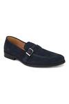 Hats Off Accessories_Blue Metal Buckle Suede Monk Penny Loafers  _Online_at_Aza_Fashions