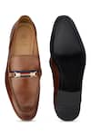 Shop_HATS OFF ACCESSORIES_Brown Genuine Leather Slip On Buckle Loafers _at_Aza_Fashions