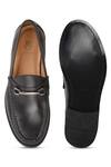 Shop_HATS OFF ACCESSORIES_Black Genuine Leather Stitch Work Buckle Loafers _at_Aza_Fashions