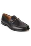 HATS OFF ACCESSORIES_Black Genuine Leather Stitch Work Buckle Loafers _Online_at_Aza_Fashions