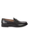 Shop_HATS OFF ACCESSORIES_Black Genuine Leather Stitch Work Buckle Loafers _Online_at_Aza_Fashions