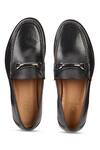 HATS OFF ACCESSORIES_Black Genuine Leather Stitch Work Buckle Loafers _Online