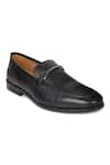 Hats Off Accessories_Black Genuine Leather Metal Buckle Loafers _Online_at_Aza_Fashions