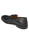 Hats Off Accessories_Black Genuine Leather Metal Buckle Loafers _at_Aza_Fashions