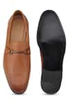 Shop_Hats Off Accessories_Brown Textured Genuine Leather Buckle Loafers _at_Aza_Fashions